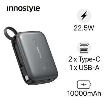 Pin dự phòng Innostyle PowerMini II 10000mAh 22.5W tích hợp cáp USB-C màn hình LED IP22G2
