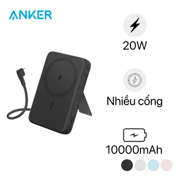 Pin sạc dự phòng Magnetic Anker Zolo 1C 10000mAh 15W tích hợp cáp Type-C A1685