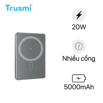 Pin dự phòng không dây Trusmi siêu mỏng 5.000mAh 15W cổng USB-C PD 20W PB01