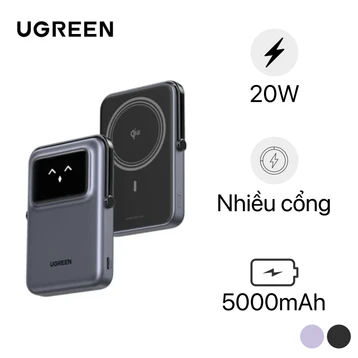 Pin dự phòng không dây Ugreen Uno 5000mah 7.5W Cổng Usb-C 20W PB571