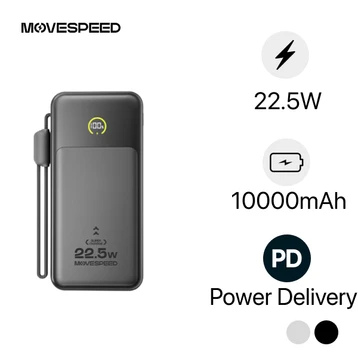 Pin dự phòng Movespeed 10000mAh 22.5W có màn LCD tích hợp cáp USB-C MSP19