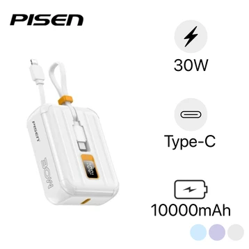 Pin sạc dự phòng Pisen siêu nhỏ 30W 10000mAh tích hợp dây D364