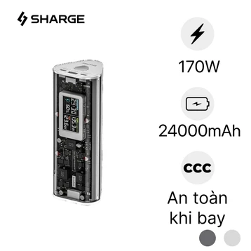 Pin sạc dự phòng Sharge SharGeek 170 2C1A 24000mAh 170W màn hình số + chống nước