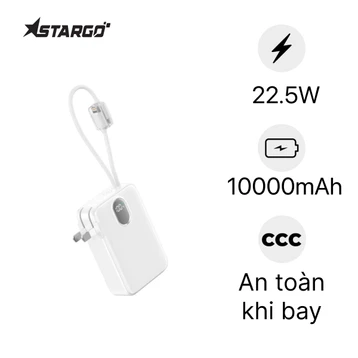 Pin sạc dự phòng StarGO Gem 3 10000mAh 22.5W tích hợp cáp C+L, có chân cắm sạc
