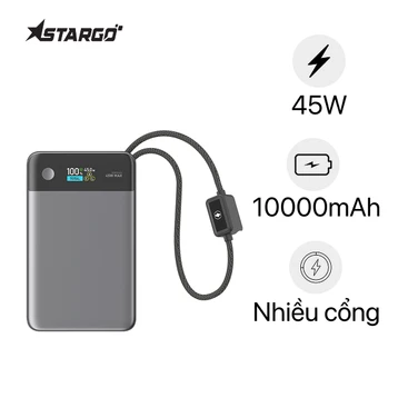 Pin sạc dự phòng StarGo Gem Plus S202 10000mAh 45W tích hợp cáp C+L và màn hình hiển thị