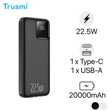 Pin dự phòng Trusmi 20.000mAh PD 22.5W kèm cáp type-C + Lightning PB02