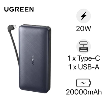 Pin sạc dự phòng Ugreen tích hợp cáp Lightning 20.000mAh 10400