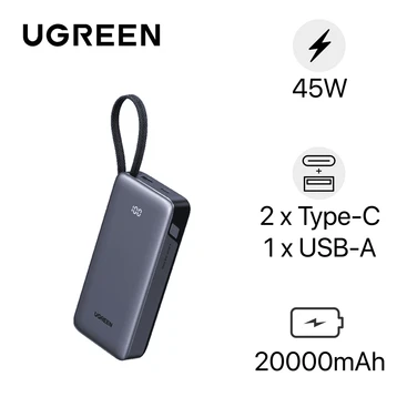 Pin sạc dự phòng Ugreen 20000mAh 45W PB536 kèm cáp USB-C