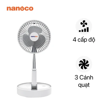 Quạt sạc Nanoco NFF1617W (Có thể gấp gọn)
