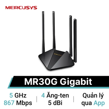 Router WiFi băng tần kép AC1200 Mercusys MR30G Gigabit