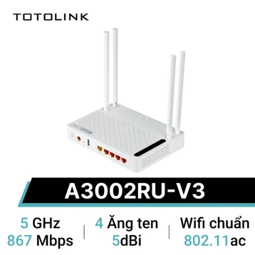Router Wifi băng tần kép Gigabit AC1200 Totolink A3002RU-V3