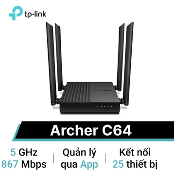 Router Wifi băng tầng kép AC1200 TP-Link Archer C64 Mumimo