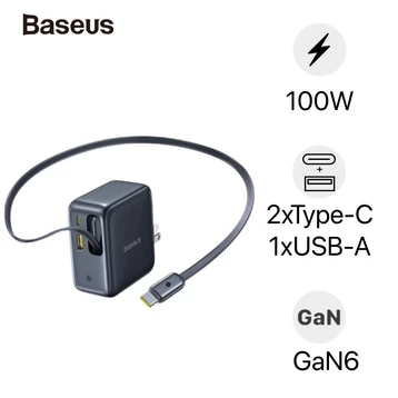 Sạc Baseus Enercore 2C+U (cáp USB-C rút gọn) 100W US/JP CJ11
