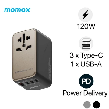 Sạc đa năng Momax 1-World PD 120W 4 cổng Titanium