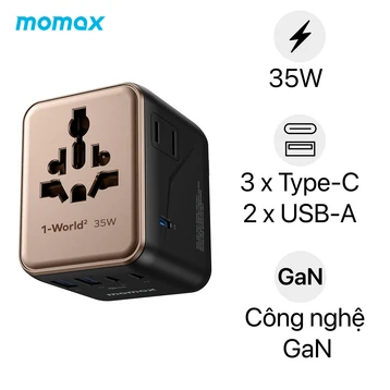 Sạc du lịch Momax 35W 5 cổng UA27