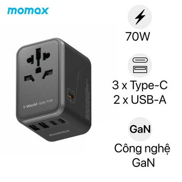 Sạc du lịch Momax 70W 5 cổng UA8AD