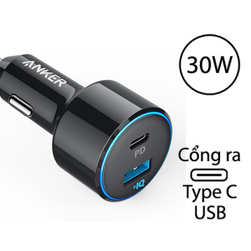 Sạc Ô Tô Anker 2 Cổng PD 30W A2227