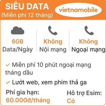 Sim 4G Vietnamobile siêu Data