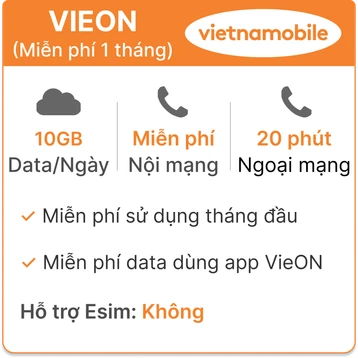 Sim Data 4G Vietnamobile VieOn 10GB/ngày (thành phẩm)