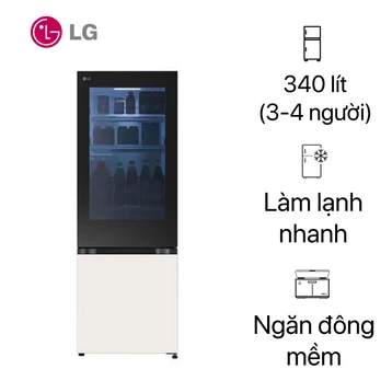 Tủ lạnh LG ngăn đá dưới 340 lít instaview 2024 (LBB33BGMAI)