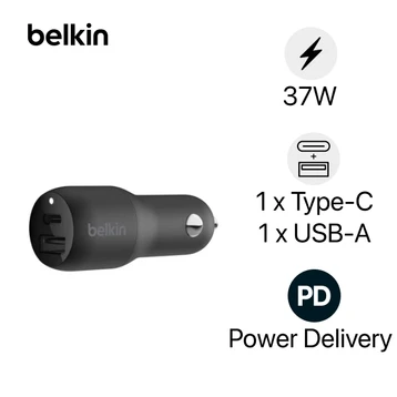 Tẩu sạc ô tô Belkin 37W 2 cổng USB-C và USB-A