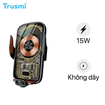 Sạc ô tô Trusmi không dây 15W kết hợp giá đỡ CC07 - Cũ