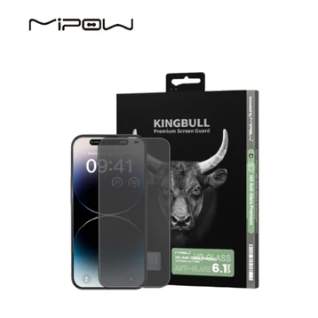 Dán kính cường lực màn hình iPhone 16/15 Mipow Chống Vân Tay Premium Full Cao Cấp Đen