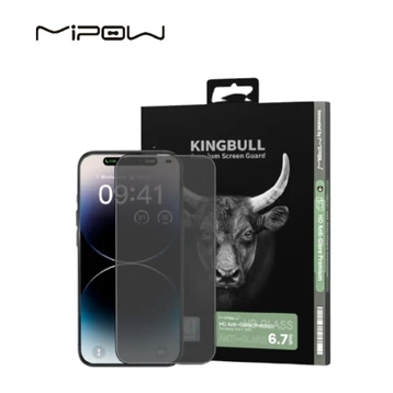 Dán kính cường lực màn hình iPhone 15 Pro Max Mipow Chống Vân Tay Premium Full Cao Cấp Đen