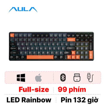 Bàn phím cơ không dây Aula S100 Pro Đen Xám Cam