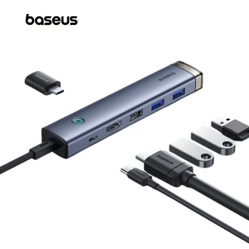 Hub Baseus Ultrajoy Series 6 cổng Air (TYPE-C TO 1 HDMI 4K@60HZ + 2 USB 3.0 + 1 USB 2.0 + 1 TYPE-C 3.0 + 1 PD)