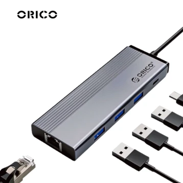 Hub USB-C Orico 5SXRJ-GY 5 in 1 (RJ45) PD-100W