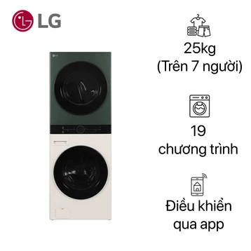 Tháp giặt sấy LG bơm nhiệt giặt 25kg - sấy 17kg 2023 (WT2517NHEG)