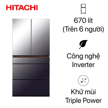 Tủ lạnh Hitachi Multidoor 670L Inverter 2025 (R-GW670TV XM)