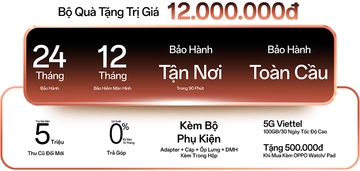 Mua OPPO Find X9 Ultra tại CellphoneS nhận bộ quà tặng ưu đãi 12 triệu đồng, kèm bộ phụ kiện, bảo hành toàn cầu 24 tháng, bảo hiểm màn hình 12 tháng, hỗ trợ thu cũ đổi mới đến 5 triệu và trả góp 0% lãi suất Mobile
