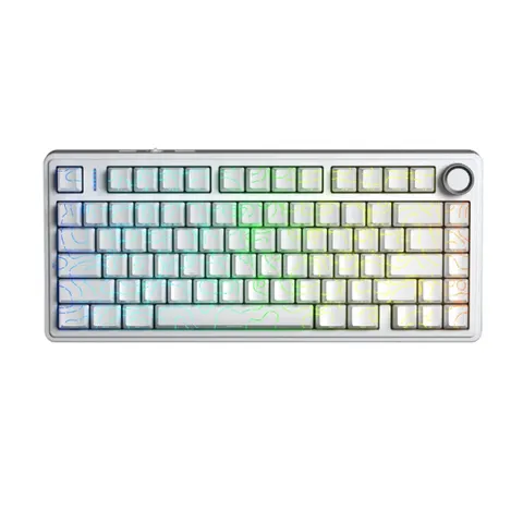 Bàn phím cơ không dây AULA F75 trắng contour