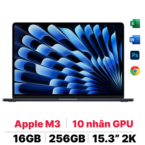 Macbook Air M3 15 Inch 2024 8Cpu 10Gpu 16Gb 256Gb Sạc 70W - Chính Hãng Đã Kích Hoạt