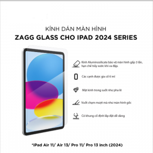Dán Kính Cường Lực Màn Hình Apple Ipad Air 11 (M2/M3) Zagg Full Cao Cấp