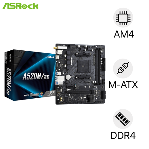 Mainboard Asrock A520M/Ac D4 Am4 Wifi