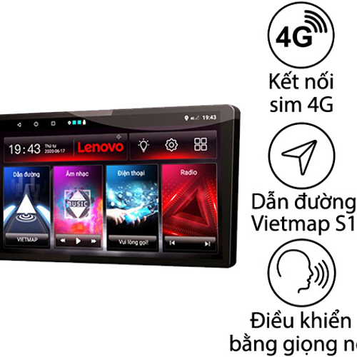 Màn Hình Giải Trí Android Lenovo + Vietmap D1 4G 10 Inch