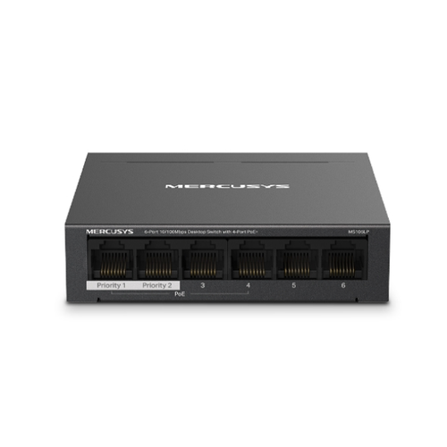 Switch 6 Cổng 10/100Mbps Mercusys Ms106Lp 4 Cổng Poe+