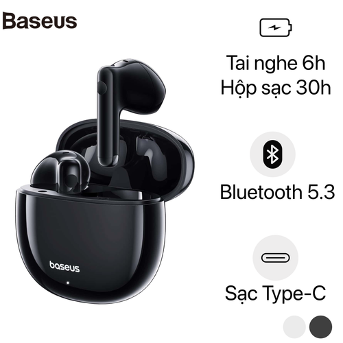 Tai nghe Baseus Bowie E13 True Wireless Earphones - Trắng, 12mm Driver, Bluetooth 5.3