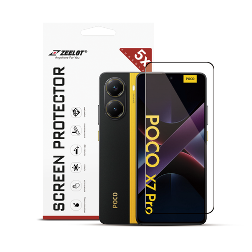 Dán Kính Cường Lực Màn Hình Xiaomi Poco X7 Pro Zeelot Full Viền Đen Cao Cấp