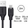 Cáp Aukey CB-AM2 Micro USB 2m bọc Nilon Cao Cấp 