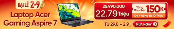 LAPTOP ACER GAMING ASPIRE 7 A715-59G-57TU NH.QX6SV.001 I5-12450H/16GB/512GB PCIE/VGA 6GB RTX3050/15.6 FHD 144HZ/WIN11/ĐEN