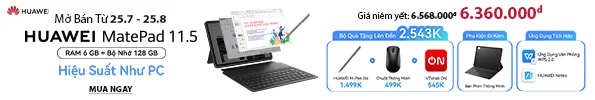 Máy tính bảng Huawei MatePad 11.5 inch 2025 6GB 128GB - Kèm bàn phím