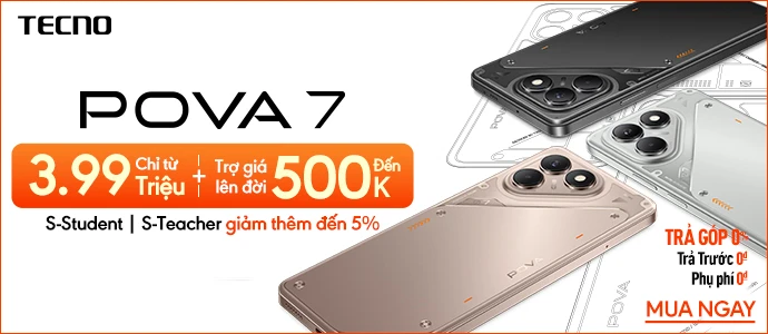 TECNO POVA 7<br />Giá chỉ 3.99 triệu
