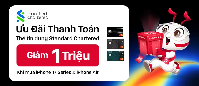 GIẢM 1 TRIỆU KHI THANH TOÁN IPHONE 17 SERIES BẰNG THẺ TÍN DỤNG STANDARD CHARTERED