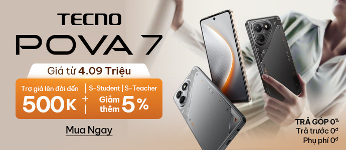 TECNO POVA 7<br />Giá chỉ 4.09 triệu