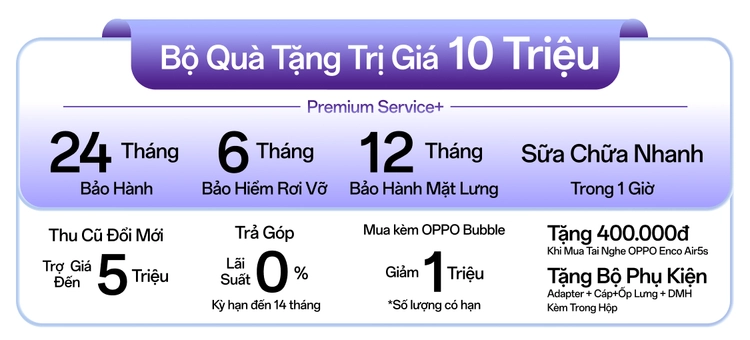 Tổng hợp bộ quà tặng trị giá 10 triệu đồng và gói bảo hành 24 tháng khi mua OPPO Reno16 series Mobile
