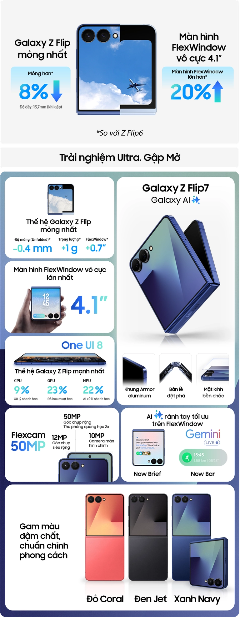 Điện thoại Samsung Galaxy Z Flip 7 gập mỏng nhẹ nhất Mobile